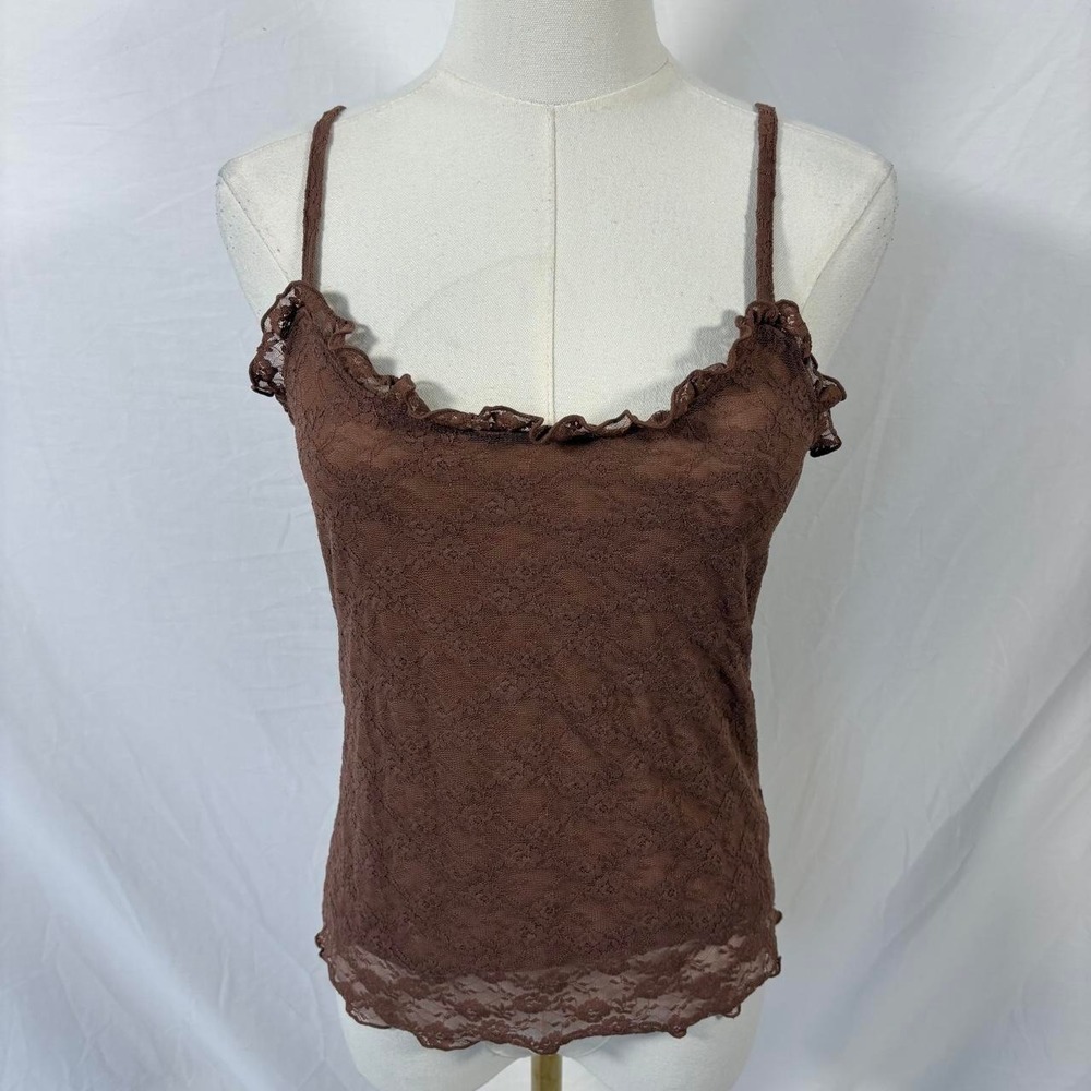 Old Navy brown lace cami top size small coquette‎ fairy dainty cottagecore